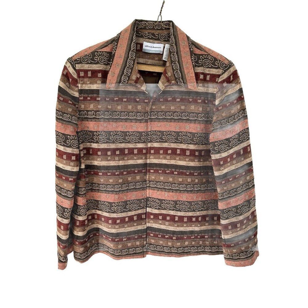 Alfred Dunner Womens Open Front Jacket Multicolor Southwestern Petites 14P Read